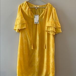 Yellow Ruffle Sleeve Dress